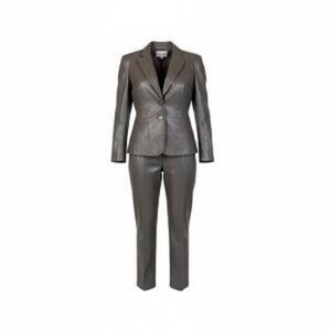 Tahari suit Blazer Silver/Metallic/Grey Set‎ Single Breasted 3 Buttons 14P